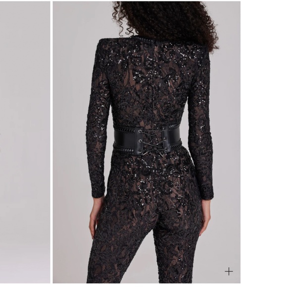 New Nadine Merabi Bella Black Floral Lace Jumpsuit Original Price $435 Sz: 16/XL - Picture 6 of 11
